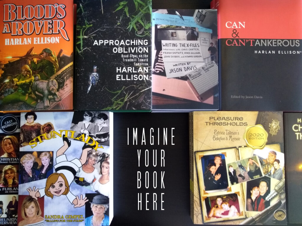 An image of 8 books Jason Davis edited or wrote. At the center is the text "imagine your book here."